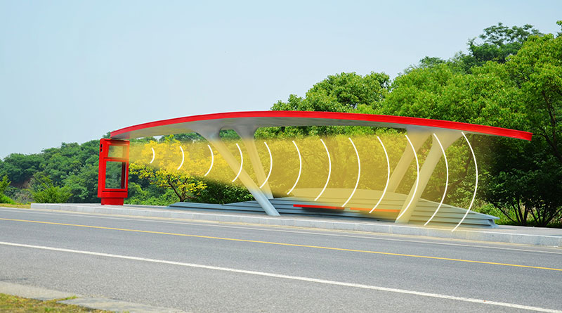 公交站臺，定向擴聲音箱