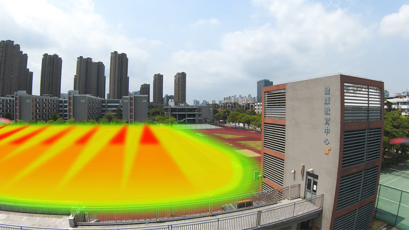 靜音操場音柱，定向發聲示意圖