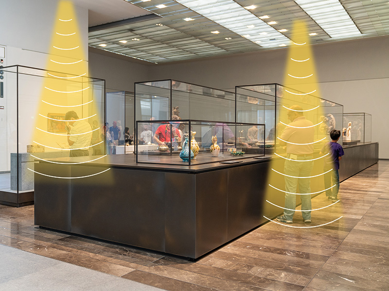 展廳定向音箱，定向發聲示意圖