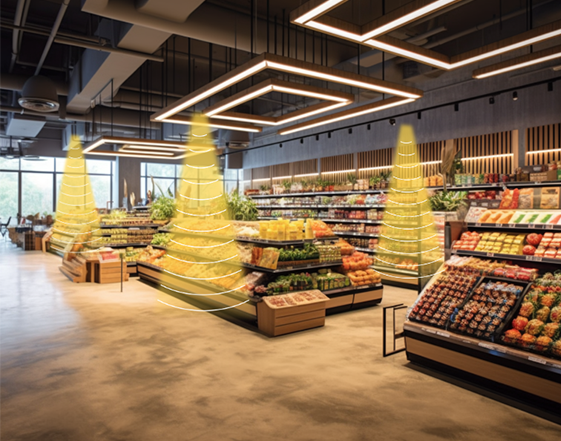 超市定向揚聲器傳達促銷信息和購物指引，提高購物效率，減少噪音干擾。